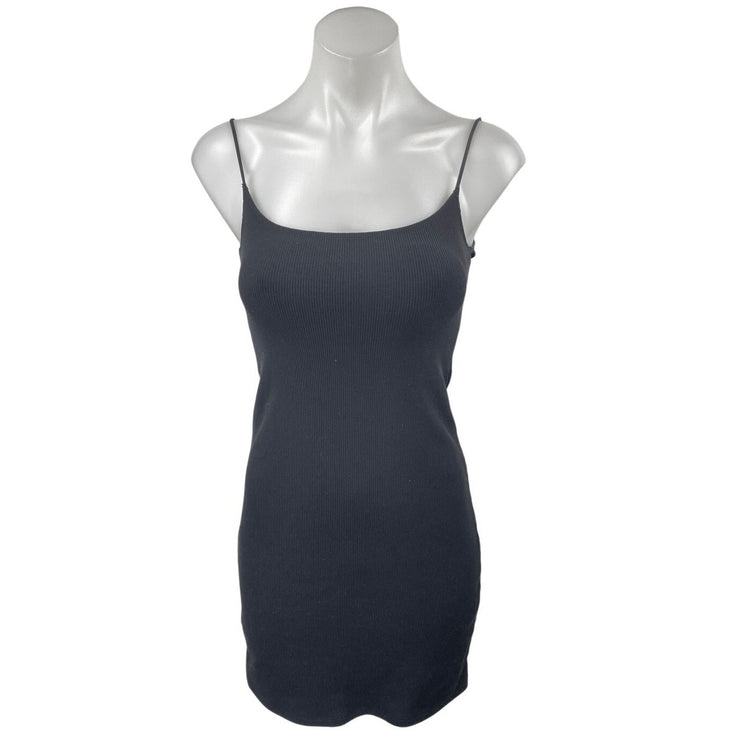 Abercrombie & Fitch Black Rib Knit Sleeveless Cami Mini Bodycon Tank Dress Sz S
