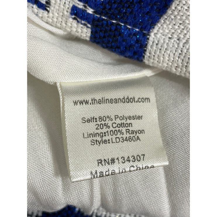 Line and Dot Blue White Aztec Tribal Strapless Sweetheart A Line Mini Dress Sz S