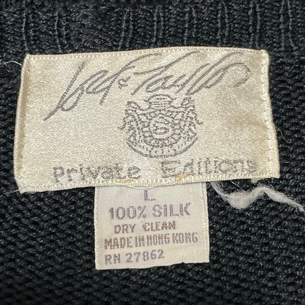 Lord & Taylor 100% Silk Black Long Sleeves Button Front Cardigan Sweater Top L
