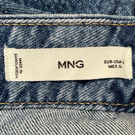 MNG Mango Womens Blue Medium Wash High Waist A Line Midi Denim Jean Skirt Size L