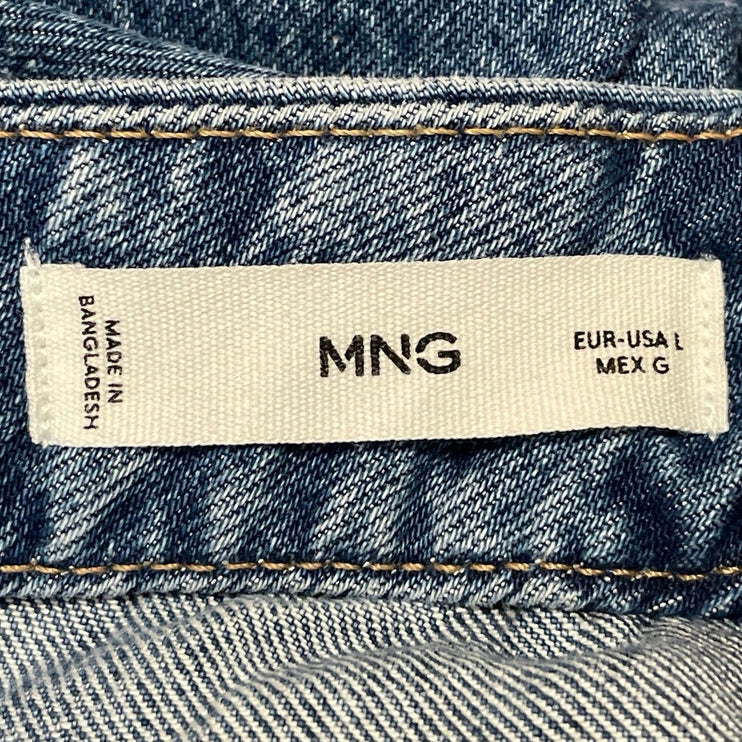 MNG Mango Womens Blue Medium Wash High Waist A Line Midi Denim Jean Skirt Size L