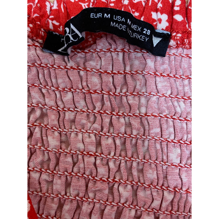 Zara Womens Red Floral Sweetheart Sleeveless Bustier Corset Crop Cami Tank Top M