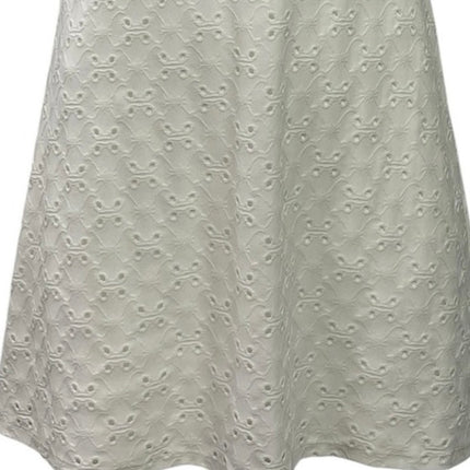 H&M White Sleeveless Embroidered Tie Strap Cami V Neck A Line Mini Dress Size S