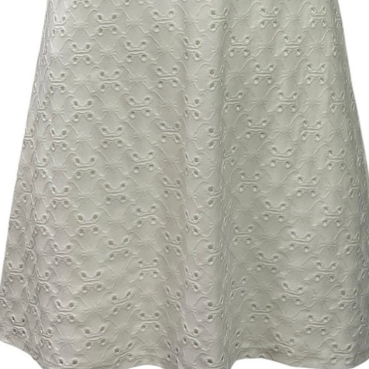 H&M White Sleeveless Embroidered Tie Strap Cami V Neck A Line Mini Dress Size S