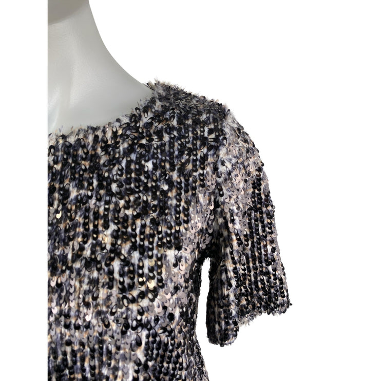 Search for Sanity Womens Faux Fur Sequin Shell Short Sleeve Sweater Blouse Top S