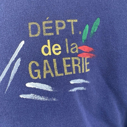 Gallery Dept Men's Blue Paint Graphic Logo Hoodie Hooded Sweatshirt Top Size L698