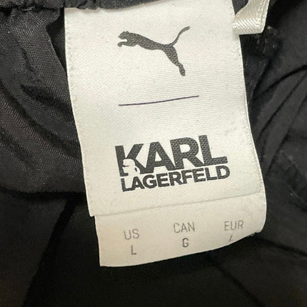 Karl Legarfeld Women's Black Side Stripes Drawstring Athletic Track Pants Size L