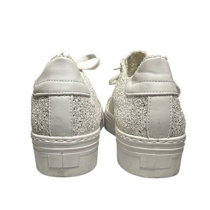 Steve Madden Womens White 2 Star Glitter Low Top Platform Sneakers Shoes Size 41