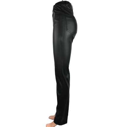 Zara Black Faux Leather High Rise Fitted Ankle Straight Leg Pants Size 00