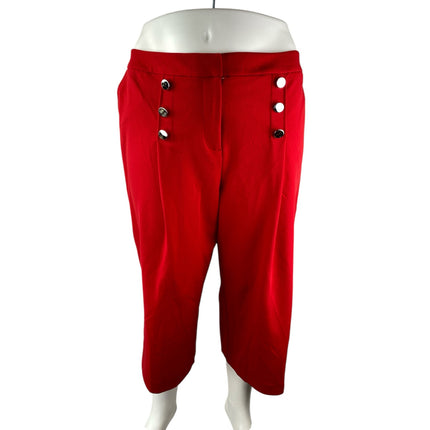 NEW Ashley Stewart Women's Red High Rise Wide Leg Sailor Trousers Pants Sz 22/24