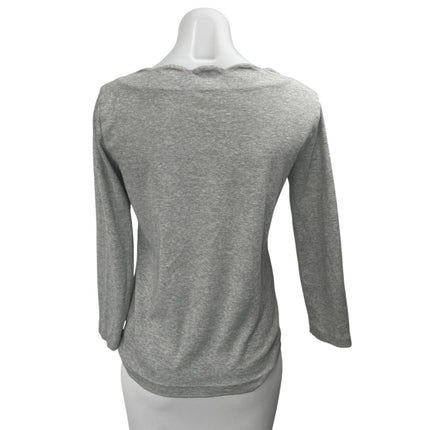 J.Crew Women's Gray Scalloped Square Neck Long Sleeve Knit Shirt Sweater Top S