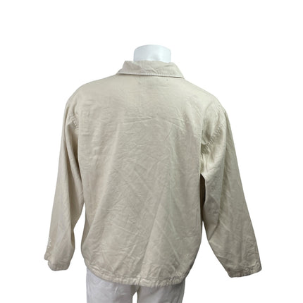 Kith Men's Beige Cream Long Sleeve Tie Hem Collared Polo Sweatshirt Top Size L