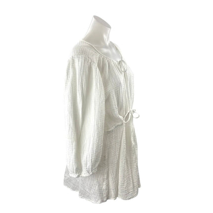 Abercrombie & Fitch White Long Sleeve Beach Cover Up Mini Flare A-Line Dress L