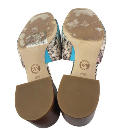 Michael Kors Ingrid Snakeskin Leather Round Toe Slip On Mules Dress Sandals 9.5Mq