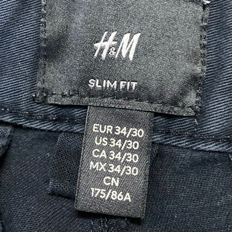 H&M Women's Black Slim Fit High Waisted Carrot Barrel Cargo Trousers Pants 34