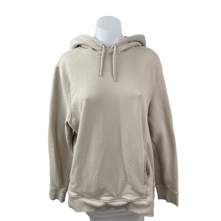 H&M Women's Beige Long Sleeve Relaxed Hoodie Hooded Sweatshirt Top Size XL