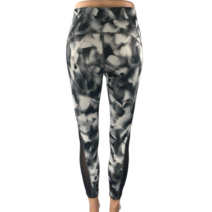 Lululemon Train Times 7/8 Womens Black White Yoga Athletic Leggings Pants Size 6