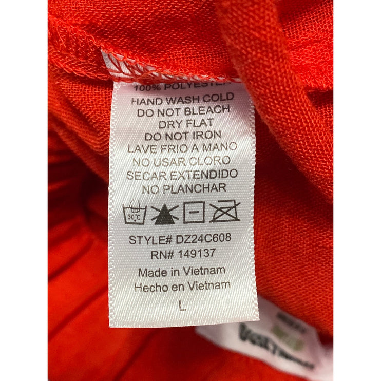 Double Zero Women's Red High Waist Drawstring Wide Leg Harem Palazzo Pants Sz L