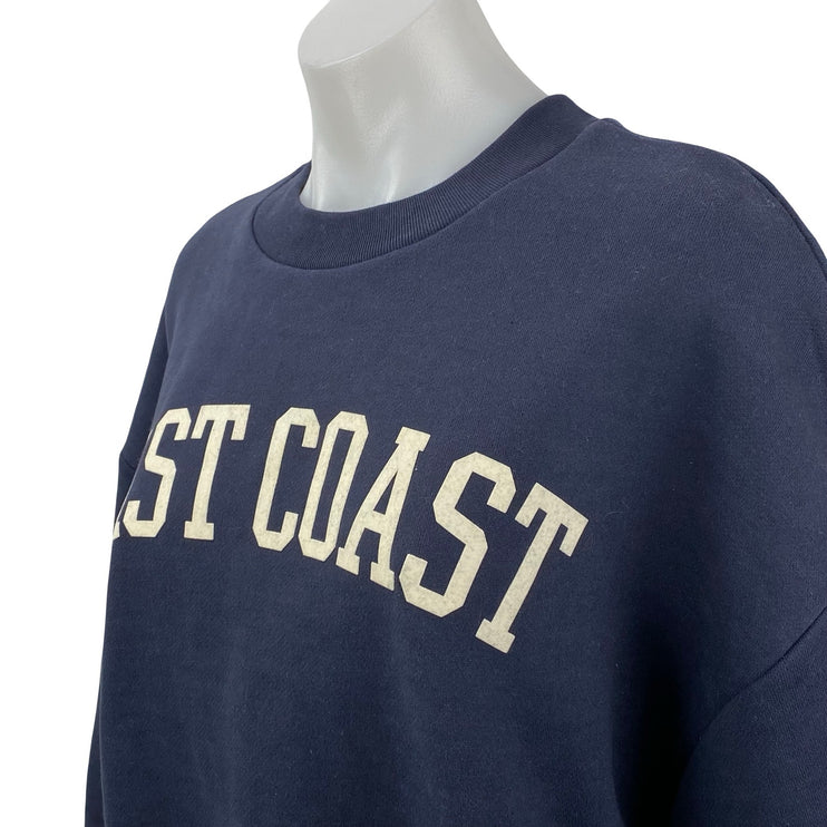 Oak + Fort Womens Navy Blue East Coast Fleece Long Sleeve Sweatshirt Top Size XS