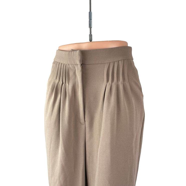 C/Meo Collective Women Tan Beige Pleated High Rise Tapered Trousers Pants Size S