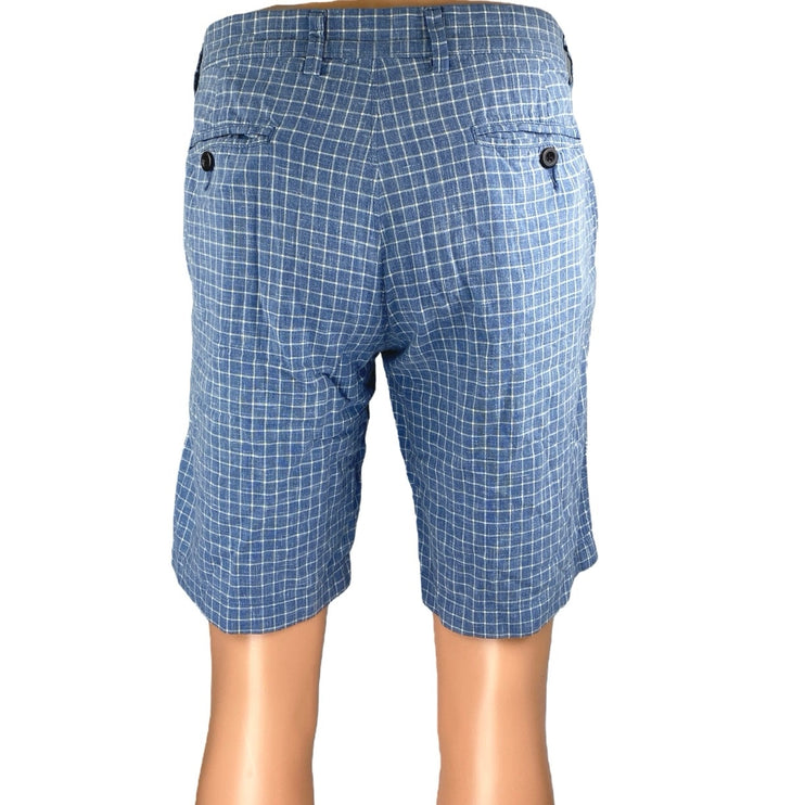 J.Crew Club Men's Blue Plaid Straight Bermuda Golf Chino Khaki Shorts Size 30