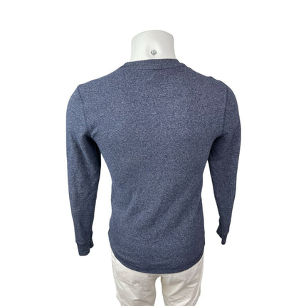 Faded Glory Men's Blue Thermal Waffle Knit Long Sleeve Sweatshirt Sweater Top S