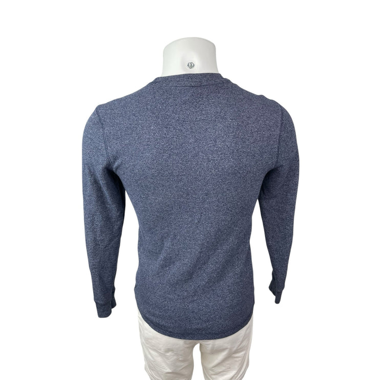 Faded Glory Men's Blue Thermal Waffle Knit Long Sleeve Sweatshirt Sweater Top S