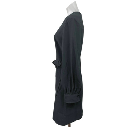 NEW Club Monaco Black Long Balloon Sleeve Belted Pocket A Line Mini Dress Size 8