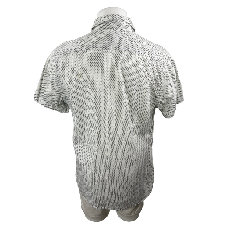 Banana Republic Men's White Slim Fit Floral Short Sleeve Button Down Shirt Top L