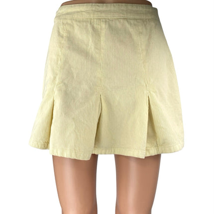 Urban Outfitters BDG Cream Yellow Corduroy Pleated Zipper Mini A-Line Skirt Sz S