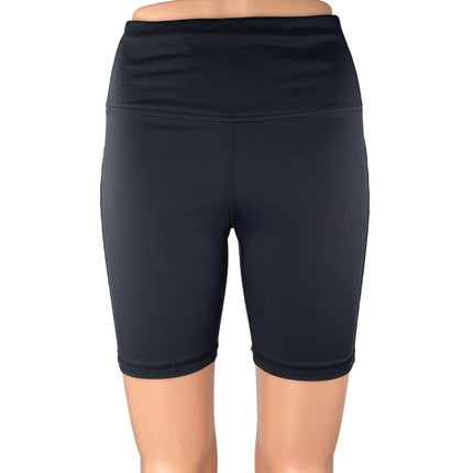 All In Motion Women's Black Mid Rise Athletic Workout Running Biker Shorts Sz S