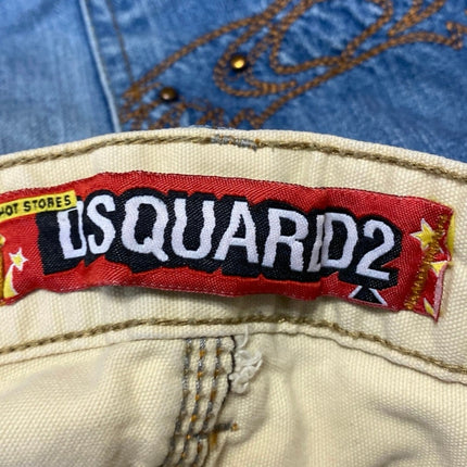 Dsquared2 Men's Blue Acid Wash Straight Leg Frayed Raw Hem Denim Jeans Pants 34