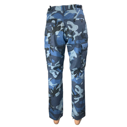Rothco Men's Blue Camo Camouflage High Rise Straight Leg Trousers Cargo Pants S