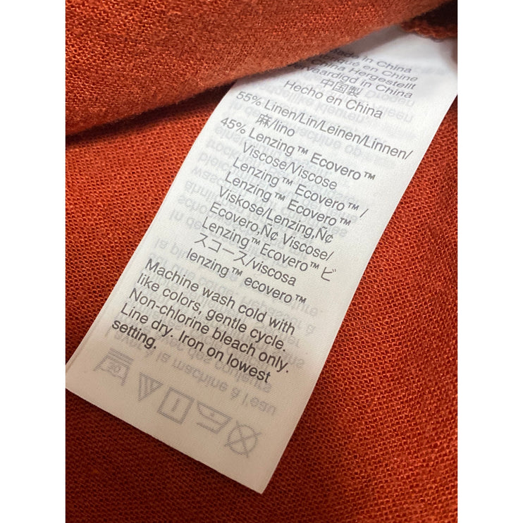 Madewell Rust Coral Linen Ruffle Sleeve V Neck Button Down Boxy Tank Shirt Top 4