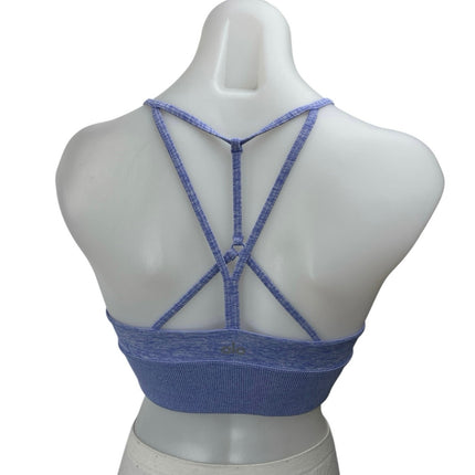 Alo Blue Heathered Sleeveless Strappy Workout Athletic Sports Bra Crop Top Sz S