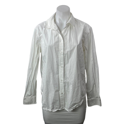 Quince Women's White Classic Long Sleeves Collared Button Down Shirt Top Size M