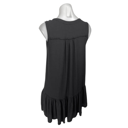 J.Crew Black Sleeveless Ruffle Hem Split V-Neck Mini A-Line Shift Dress Size XS