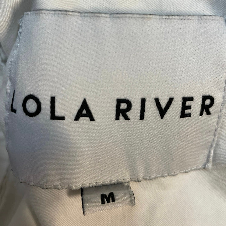 Lola River Women's White Short Sleeve Collared Casual Button Down Shirt Top M