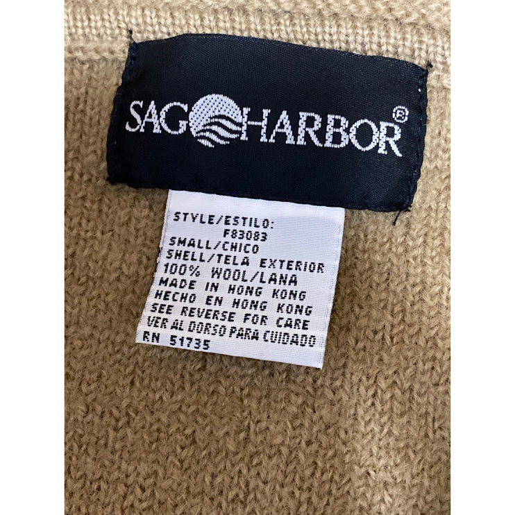 Sag Harbor Women's Tan Wool Long Sleeve Button Up Cardigan Sweater Top Size M