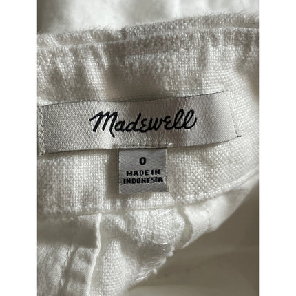 Madewell Women's White 100% Linen High Rise Pintuck Casual Mini Shorts Size 0