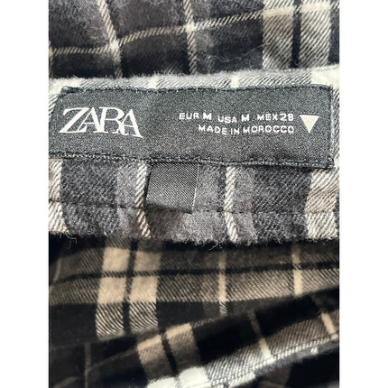 Zara Women's Black Plaid Asymmetrical Wrap Belt Midi Flare A-Line Skirt Size M