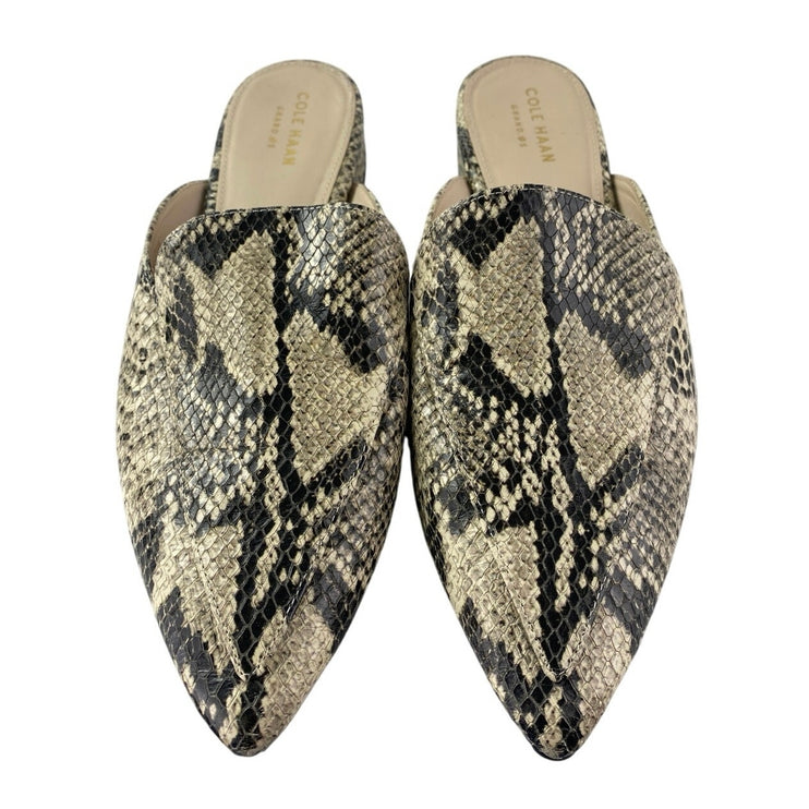 Cole Haan Piper Women's Snakeskin Leather Pointed Toe Slip On Mules Sandals 7.5