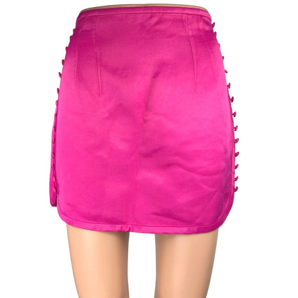 Zara Women's Pink Silky Satin Side Buttons Mini Straight Pencil Skirt Size S