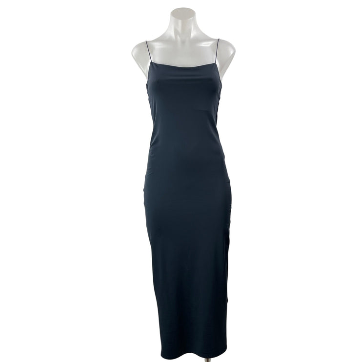 Zara Women's Black Sleeveless Scoop Neck Fitted Cami Maxi Slip Dress Size M