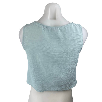 Roylamp Women's Light Blue Sleeveless Round Neck Boxy Cami Tank Crop Top Size XS