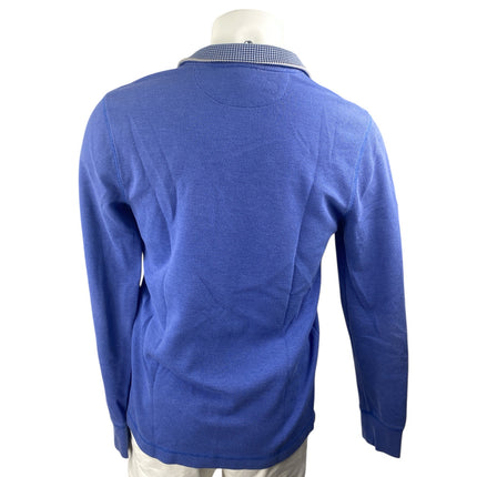 Banana Republic Men's Blue Button Collar Long Sleeve Knit Polo Sweater Top Sz M