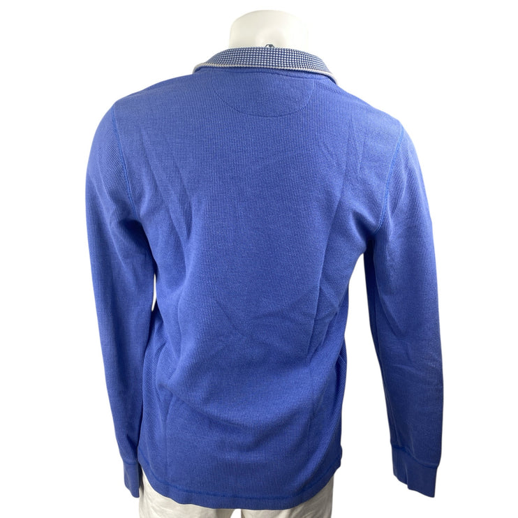 Banana Republic Men's Blue Button Collar Long Sleeve Knit Polo Sweater Top Sz M