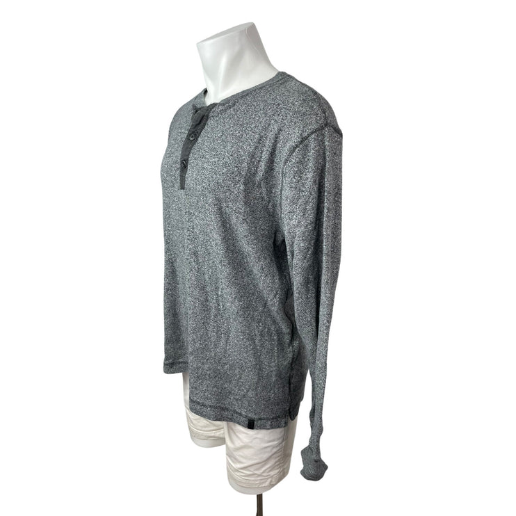 Roots Men's Gray Heather Long Sleeve Henley Basic Casual T Shirt Tee Top Size XL