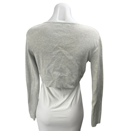 Brandy Melville Gray Rib Knit Button Long Sleeve Crop Cardigan Sweater Top Sz S