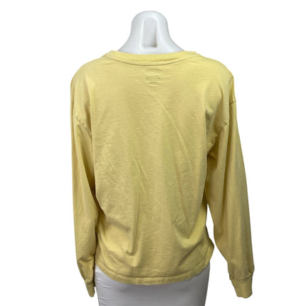 Vans Women's Yellow Long Sleeve Crew Flower Embroidered T Shirt Tee top Size M